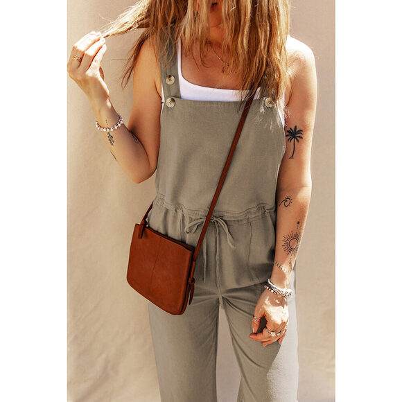 Drawstring Wide Strap Overalls with Pockets - Picture 4 of 5